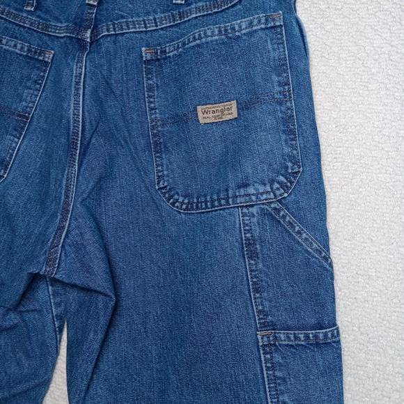 Wrangler Carpenter Jeans Men's 34x32 Blue Workwear Relaxed Fit Utility Denim - Picture 1 of 7
